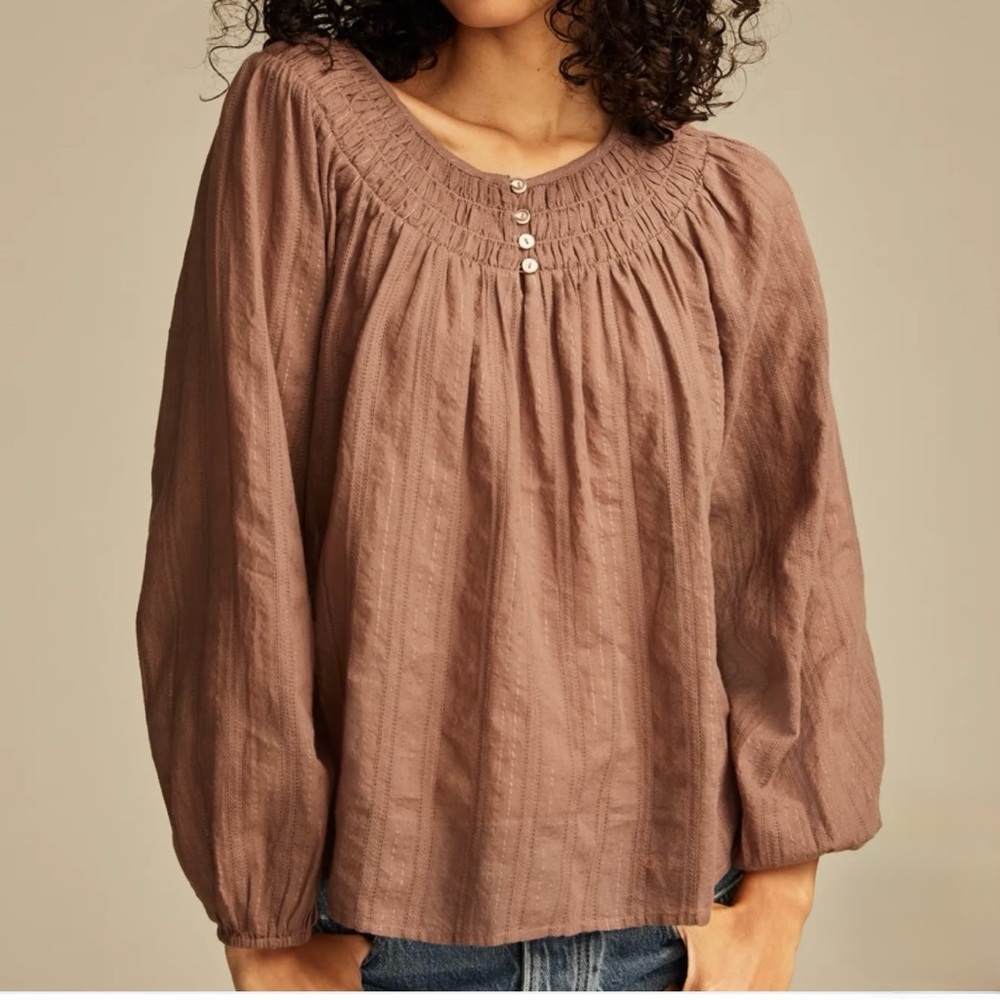 Lucky Brand easy smocked blouse L NWT